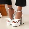 Square Toe 2025 New Woman Platform Sandals Shoes Hoof Heels High Platform Summer Sexy Elegant Fashion Woman Heels Shoes Sandals