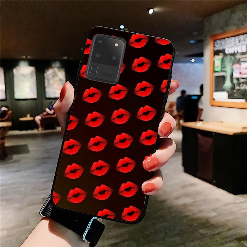Sexy Girl red Lips Kiss Phone Case For Samsung S 9 10 20 21 22 23 30 23 24 plus lite Ultra FE S10lite Fundas
