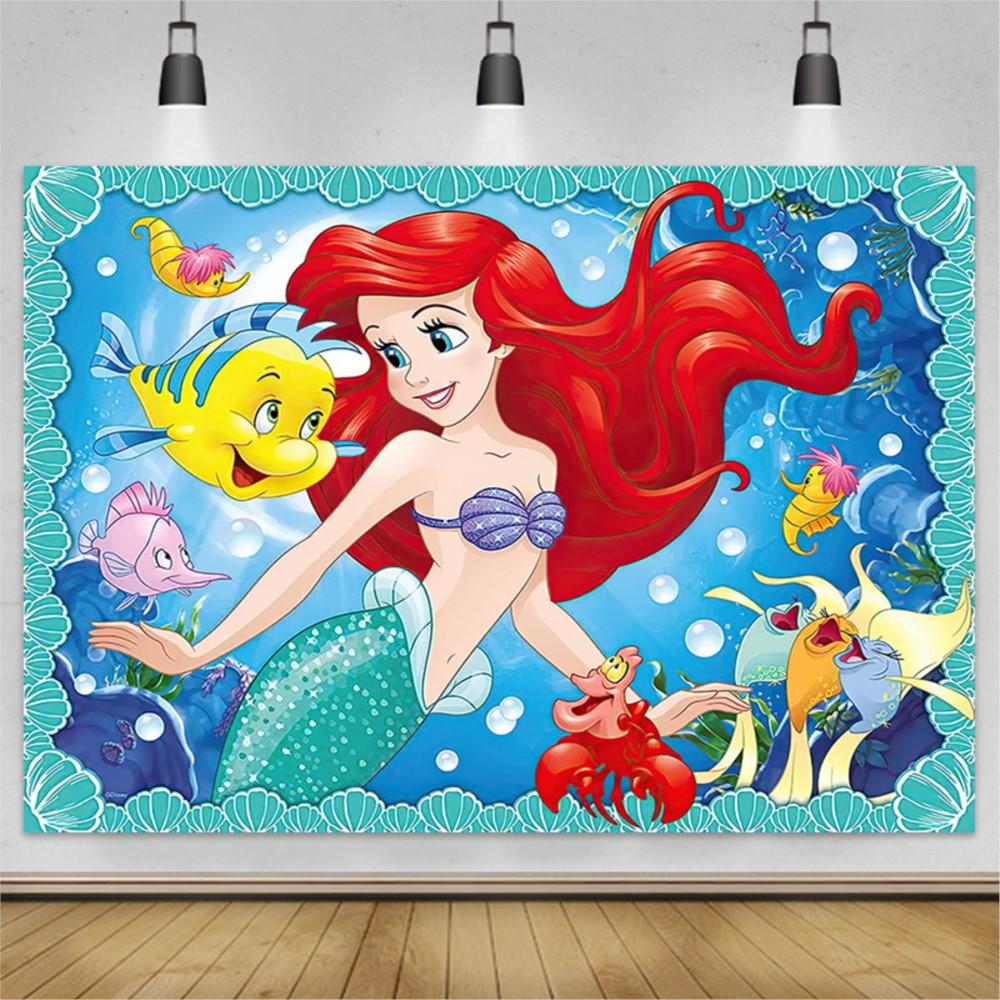 Little Mermaid Theme Party Backdrop Photography Baby Shower Decor Background Girl Birthday Wedding Cake Table Backgrounds Custom