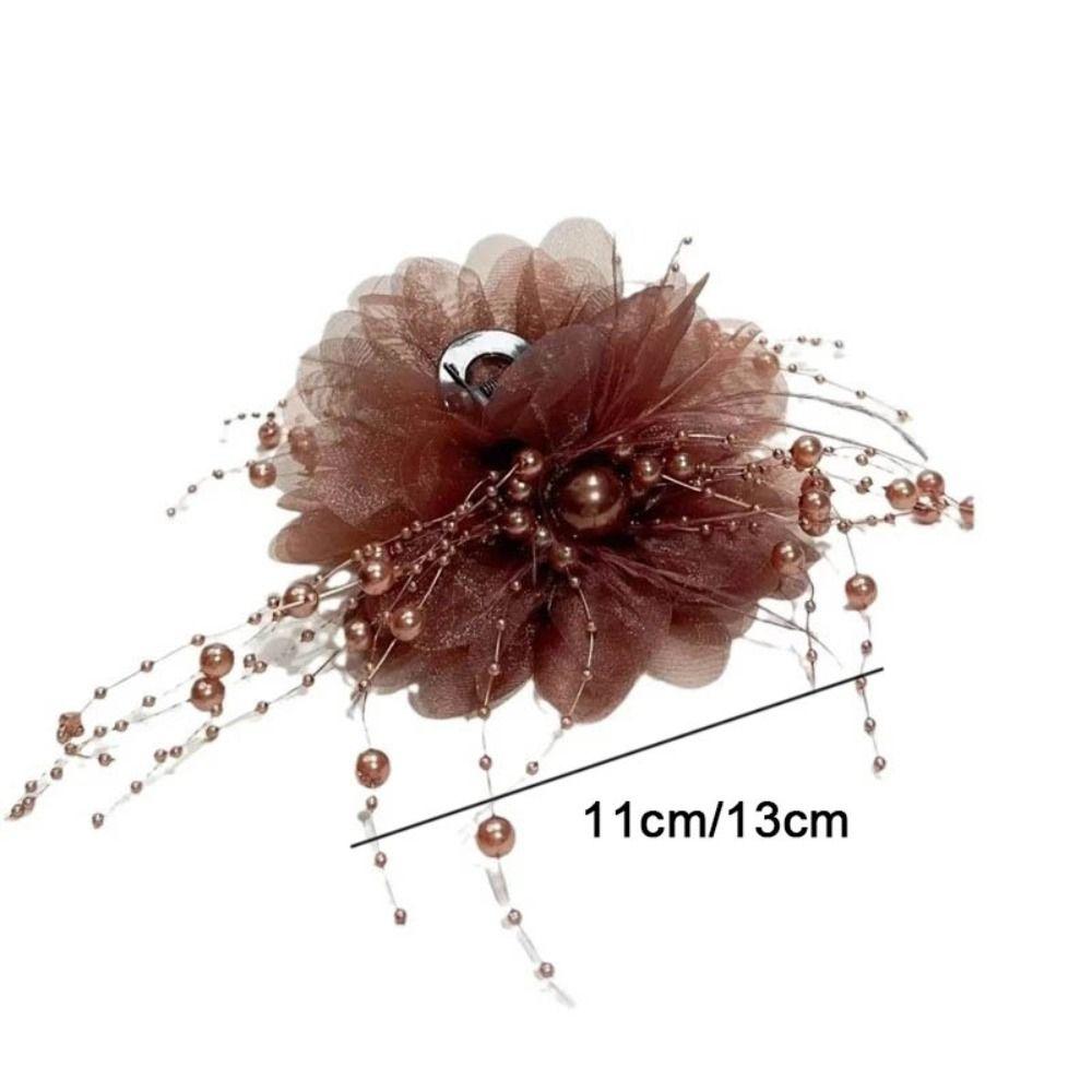 Peony Flower Hair Claw Tassel Shark Clip Elegant Crab Hair Clips Women