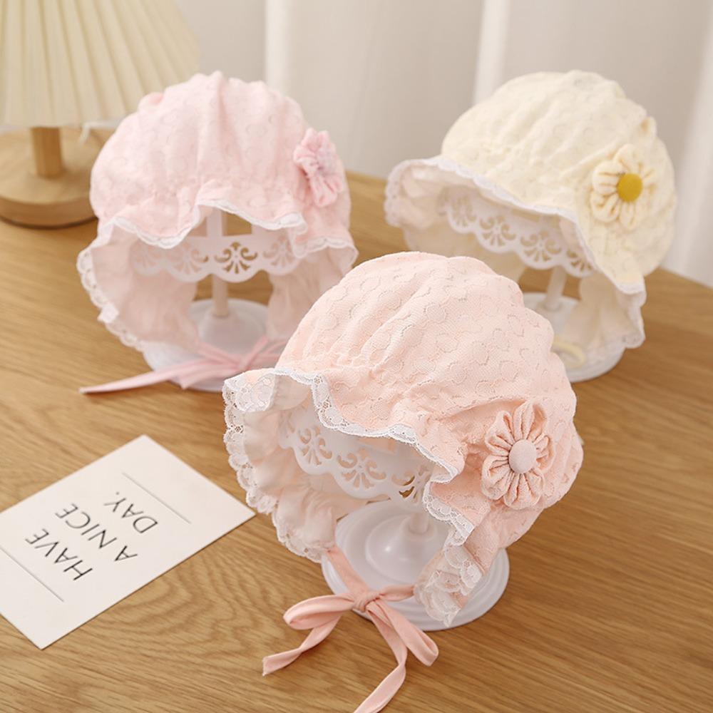 Breathable Baby Bonnet Hat Ruffle Lace Up Cap Fashion Baby Sun Hat