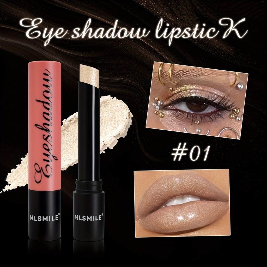Shimmer Eyeshadow Stick Lipstick Стойкий водостойкий хайлайтер с мелким мерцанием, металлическим финишем - 2-в-1 для макияжа губ и глаз
