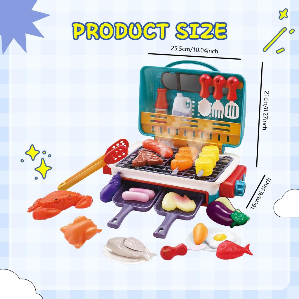 Kids BBQ Grill Toys Realistic Kids Kitchen Playset for Game Favor Gift