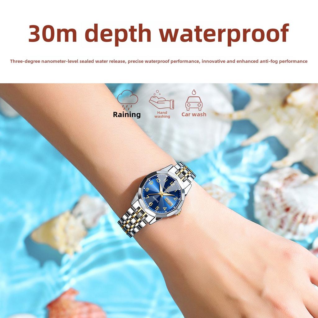 Элегантные Модные Женские Часы Роскошный Бренд Оригинальные Кварцевые Часы для Леди Водонепроницаемые из Нержавеющей Стали Светящиеся Дата