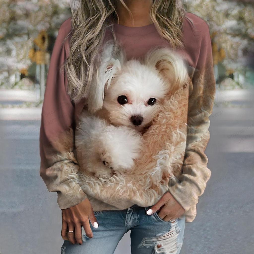 Women's T-shirt Dog 3d Print Sweatshirt T-shirt Women Fashion Crewneck Hoodie Kawaii Animal Sweats Women Tracksuit Girl Coats Sudaderas