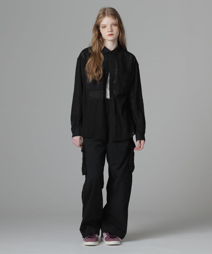 AVIREX WEB LIMITED Belle LINE LACE SHIRT women's M 010 black 783-5120604