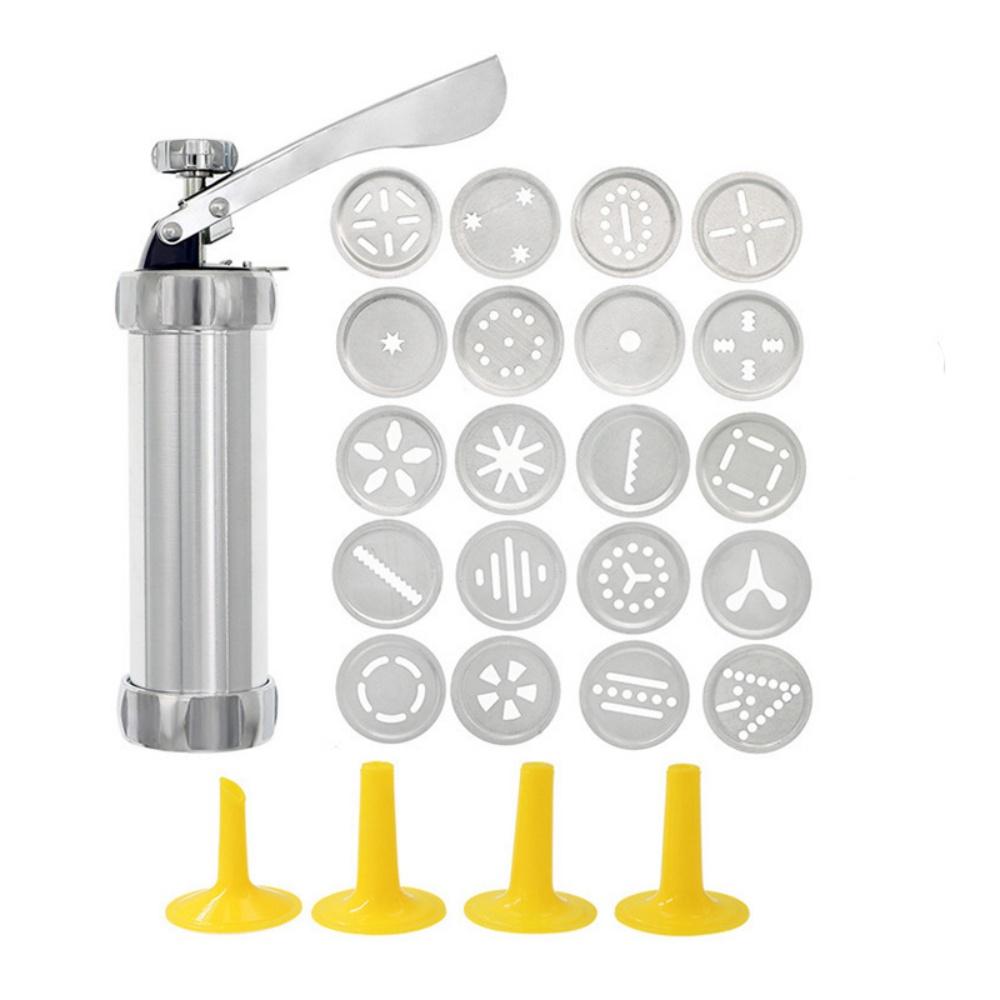 Cookie Press Kit Aluminum Cookie Churros Maker Christmas Spritz Cookie Press 10/20 Cookie Discs and 4 Icing Nozzles 1