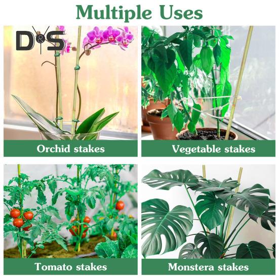 20 шт. бамбуковых опор для растений, многоразовые садовые опоры, натуральные бамбуковые палочки, опорные столбы для орхидей, томатов, овощей, вьющихся растений