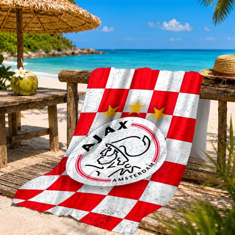 Пляжное полотенце с эмблемой AFC Ajax, Быстросохнущее, Легко ухаживать, Подходит как для фитнеса, так и для пляжного отдыха, Спортивный незаменимый аксессуар