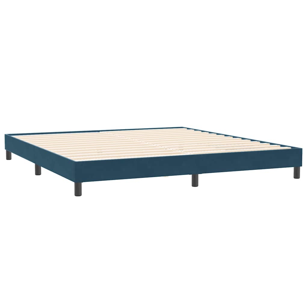 Rama Łóżka Bez Materaca Ciemnoniebieska 200X220 Cm Aksamit