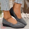 Large Size Wedge Heel Single Shoes Women's Spring New Fashion Casual Wedge Heel Doudou Shoes TEUM Single Shoes