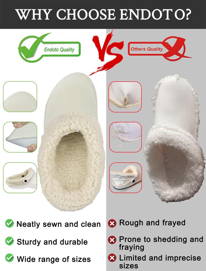 Endoto Fluffy Fleece Lined Insole for Crocs, Warm and Warm Fur-Lined Socks, Unisex (Color: Beige, Size: 22cm)