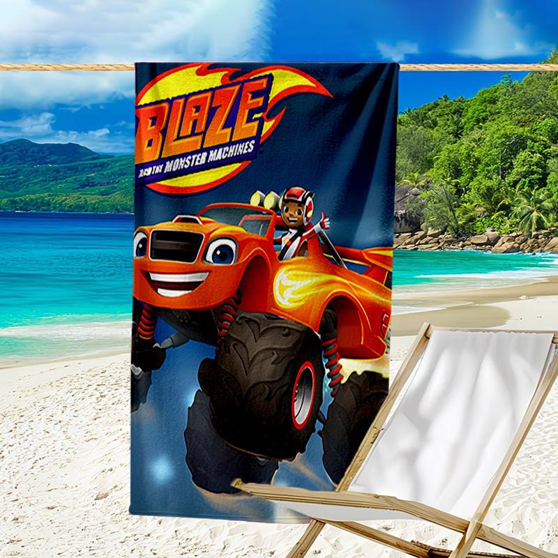 1pc Blaze and the Monster Machines (3) Beach Towel, Beach and Seaside Swimming Pool Equipment, Fashion Pattern, Rectangular, Travel Essentials
