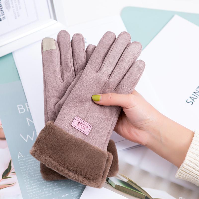 Теплые взрослые перчатки для велоспорта на открытом воздухе для мужчин и женщин. Осень и зима. Замша и арктический флис. Перчатки с сенсорным экраном.