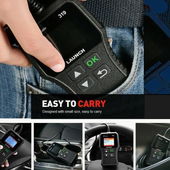 Outil de Diagnostic Professionnel Lancez le Scanner Automatique de Voiture Obd2 Eobd Cr319, Noir
