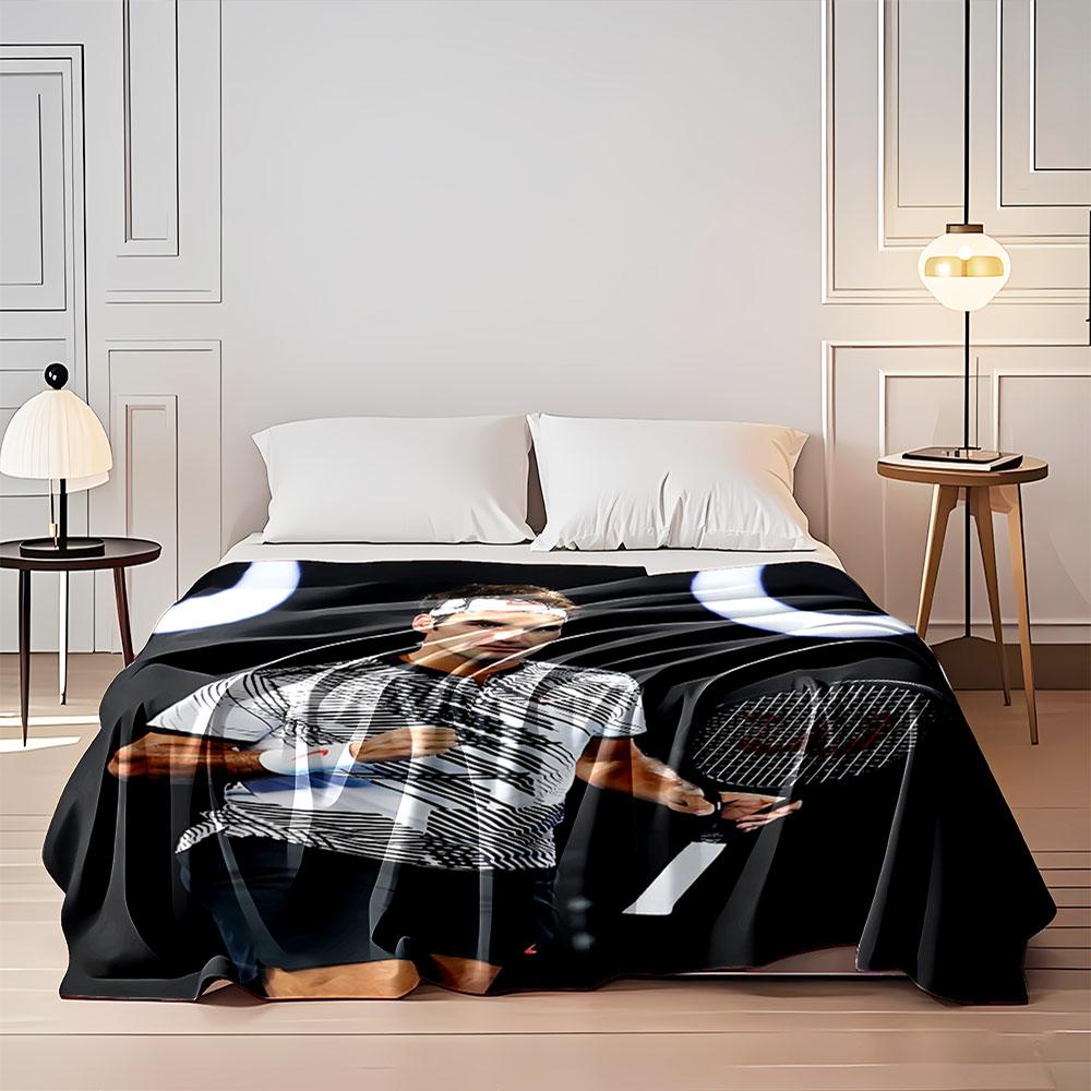 Tennis Player with Racket Blanket for all seasons blanket lunch break throw gift