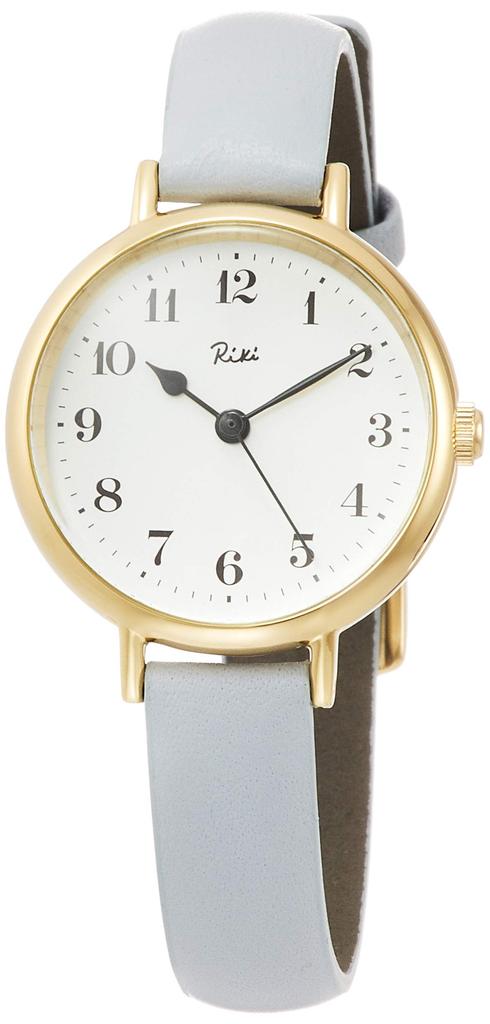 Seiko Watch Riki Watch with Arabic White Curved and Calfskin "Marine Clock" Numerals, Dial, Hardlex, White/Violet Strap, Gray, AKQK446, Women's