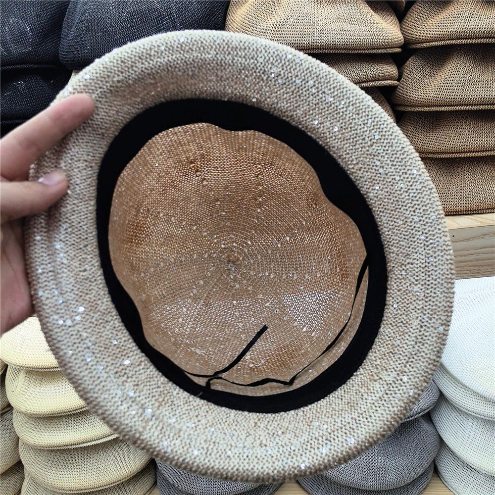 Neardf Ins шикарная летняя дышащая пряжа с блестками, модная цепочка, женская кепка от солнца, женская пляжная шляпа для отдыха