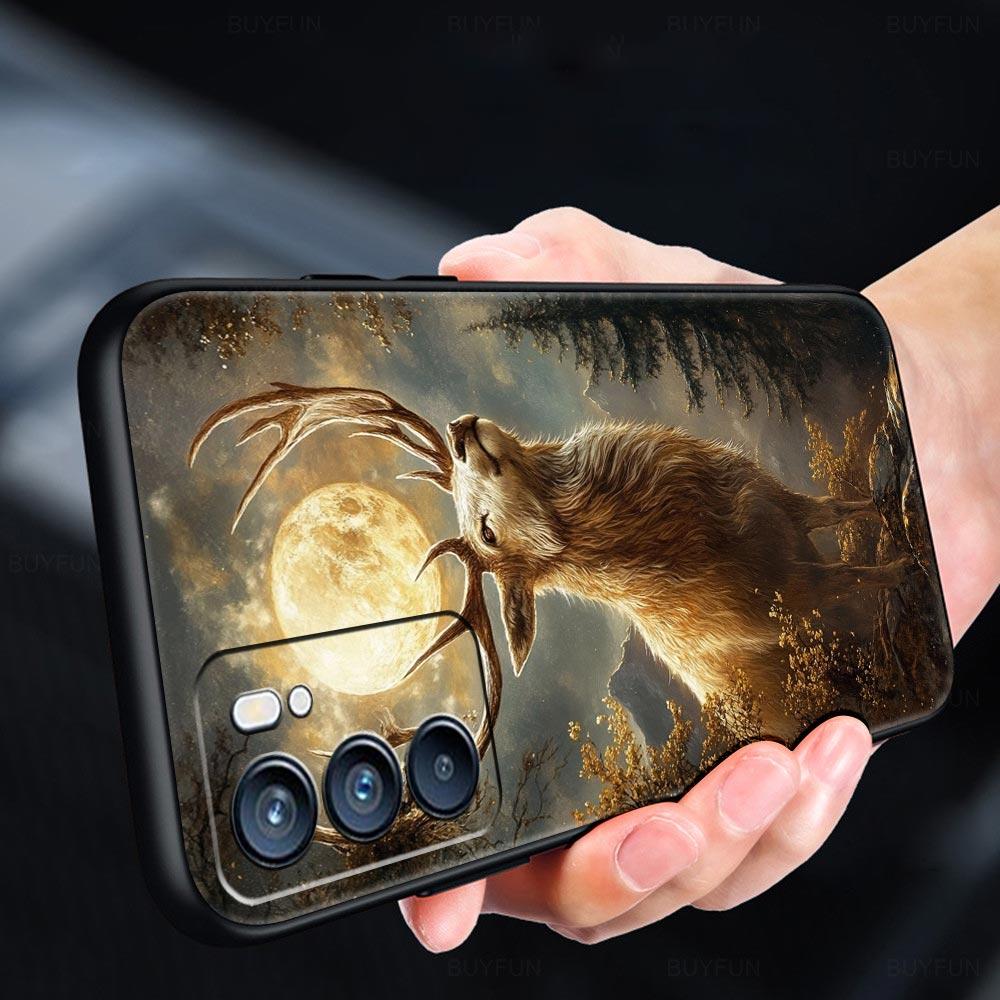 Cartoon Animal Deer Phone Case For Oppo Reno 13 12 11 10 7 F Find X5 X6 A98 A80 A79 A78 A57 A54 A31 A17 Pro 5G Soft TPU Cover