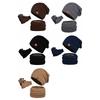 3pcs Wool Hat Scarf Gloves Set Warm Winter Beanie Hat Simple Thermal Knit Cap  Winter