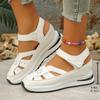 Large Size Sandals for Women In Spring 2025 with Hollow Out Velcro Thick Soled Women's Shoes