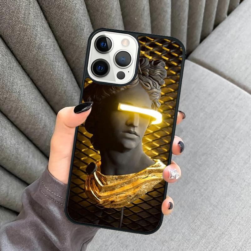 Чехол для телефона Statue Vaporwave Glitch Art для iPhone 16 15 13 14 Pro Max 11 12 Mini Plus 2022 XR XS MAX Cover coque