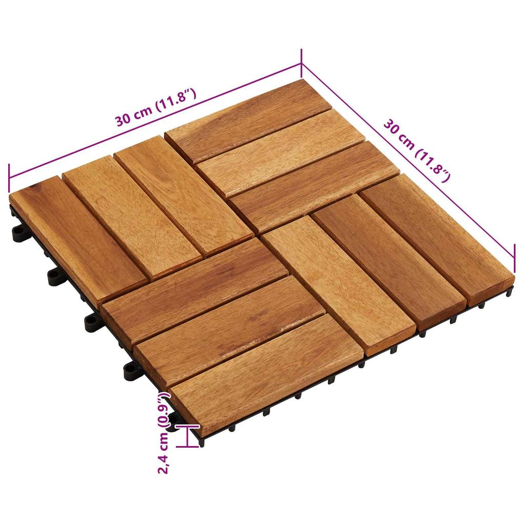 Terrace Tile 10 pcs Brown 30 x 30 cm Acacia Hardwood