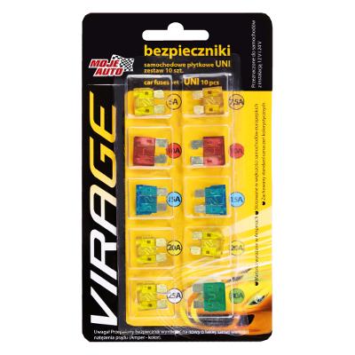 CAR FLAT FUSE SET - UNI 10 PCS - BIS 94-015