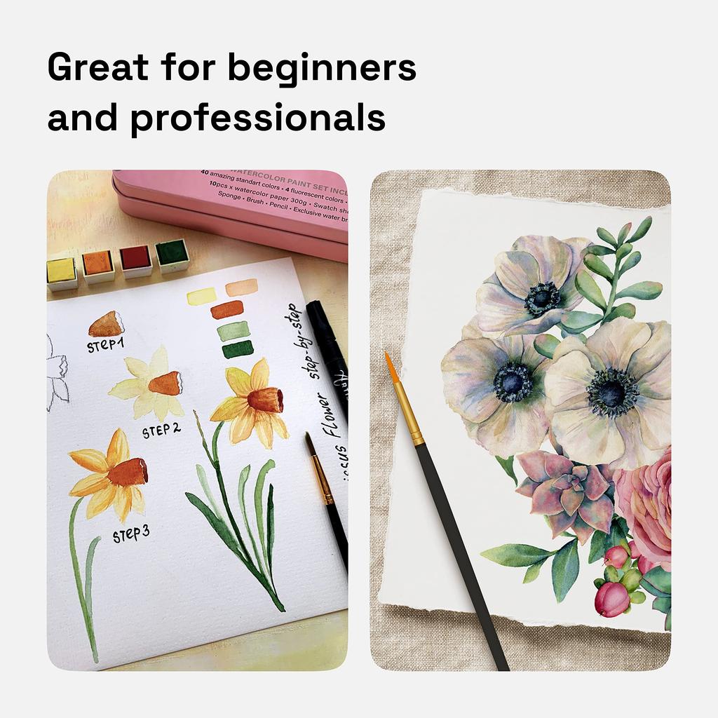 Набор акварельных красок Artistro, 48 ярких цветов в жестяной коробке, включает 4 металлических и 4 флуоресцентных цвета, акварельные краски, идеально подходит для взрослых и