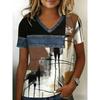 Women's T-shirt Retro T-shirt Summer Clothing Denim 3D Printed Top Large V-neck Street Casual Sports Loose Tops