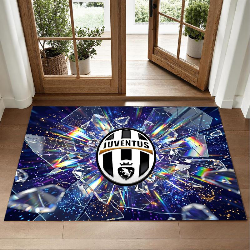 Juventus FC Design Crystal Velvet Rug Soft Decorative Mat for Bedroom Entrance