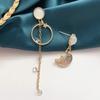 Серьги-подвески из серебра 925 пробы с асимметричной звездой, луной и золотой каплей