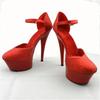 15 см супер высокий каблук мода 34-46 высокий каблук серебряная пряжка, круглая головка прозрачная подошва красный высокий