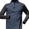 Men Sports T-shirt Half Zipper Stand Collar Contrast Color Long Sleeves Loose Casual Soft