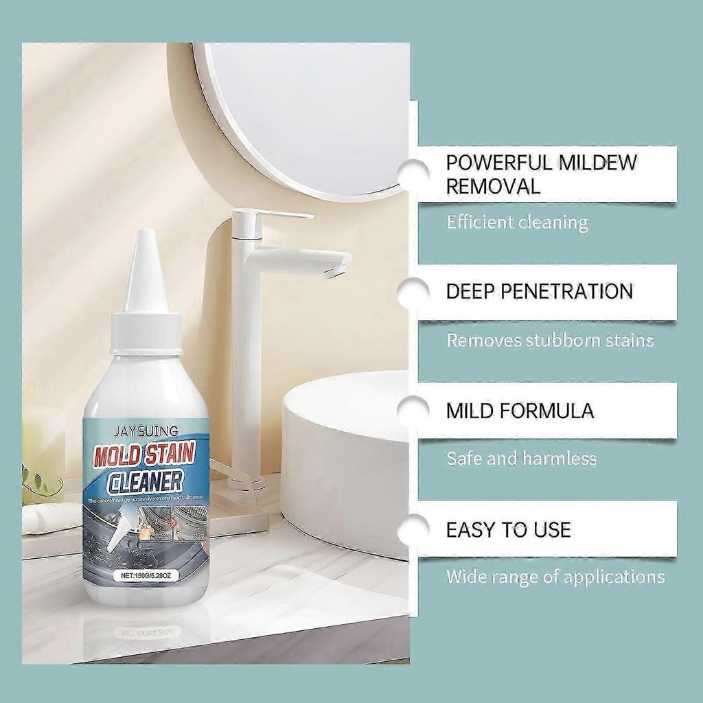 Powerful Gel Mold Remover Deep Penetrating, Long-Lasting Black Mold , Stain Removal for Kitchen , Bathroom Surfaces Safe, Easy to Use, 150ml