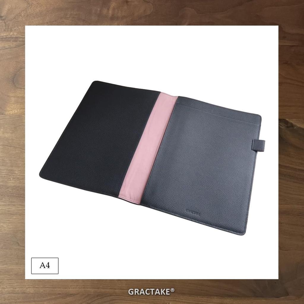 Notebook Cover A4 College Notebook Report Paper 2 to 3 Books Leather Genuine Leather [GRACTAKE] NC-A4 (Black)