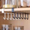 Punch-Free Metal Kitchen Cabinet Hook Rack with Seamless Design - Black and White, Over-the-Shelf Installation