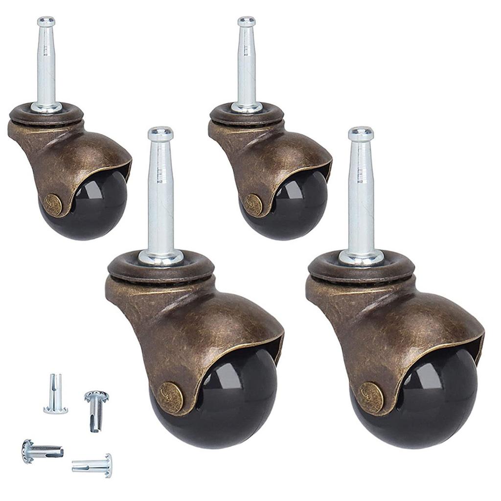 4Pcs Ball Caster Wheels 8x38mm Stem Casters Strong Load Bearing Iron Steel PP Replacement Chair Wheels Office Computer