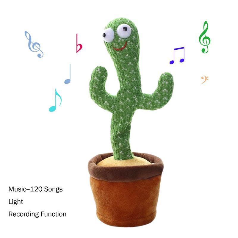 Charming Electronic Shake Body Dancing Cactus Plush Toy With Learning Speaking Feature