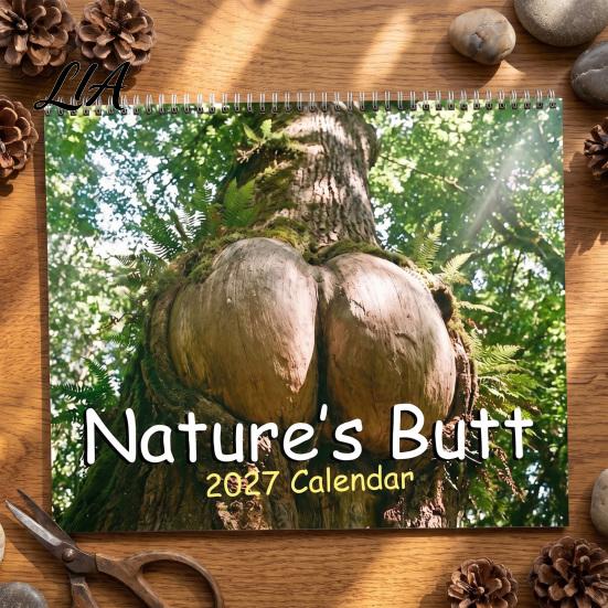 Birthday Christmas Gift 2027 Funny Butt Wall Calendar, 12-Month Humorous Planner with Modern Minimalist Holiday Markers, Thick Acid-Free Paper,