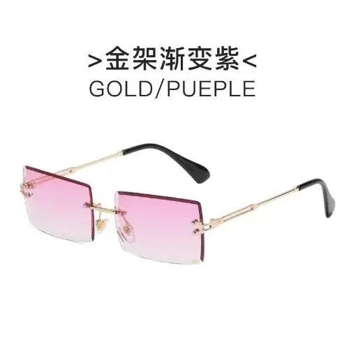 Unisex Small Rimless Sunglasses Man Woman Fashion Gradient Sun Glasses Eyewear Retro Luxury Brand Designer Traveling Shades
