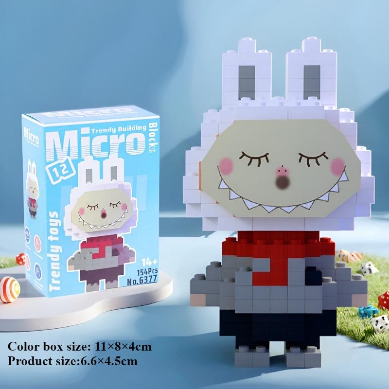 Лабубу мелкий строительный блок, совместимый со строительным блоком Lego, собранный строительный блок Лабубу, детская развивающая игрушка, украшение