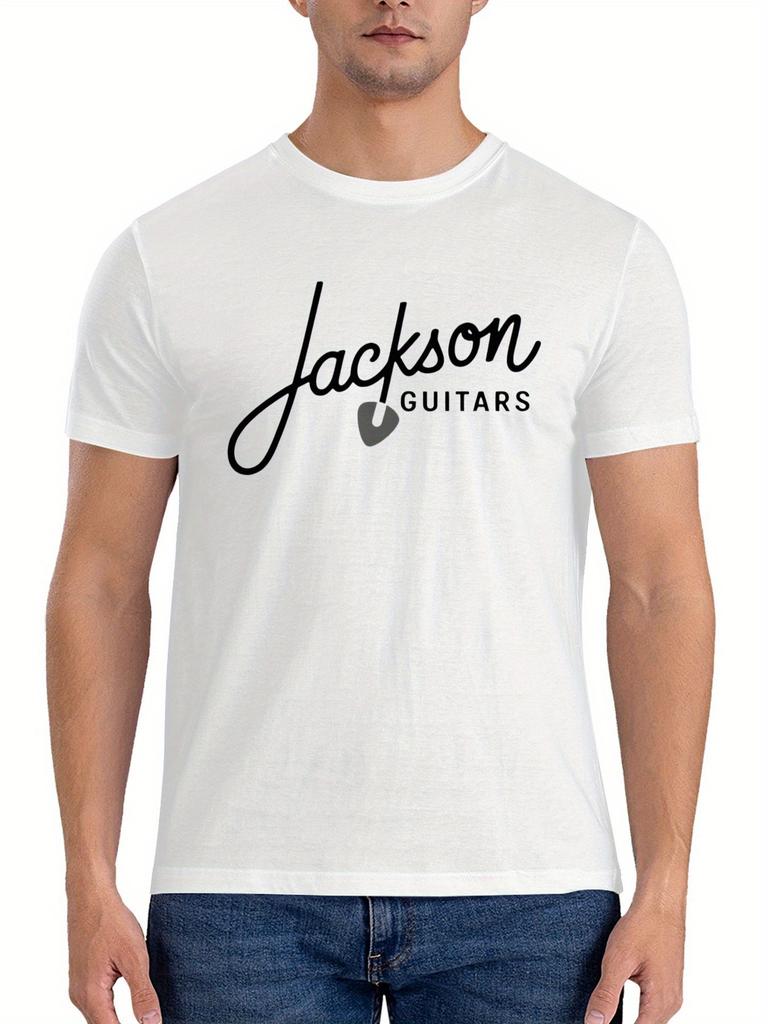 Мужская черная футболка с коротким рукавом и логотипом Jackson Guitars, европейский размер - Повседневная летняя футболка с графическим геометрическим дизайном, классический крой, круглый вырез