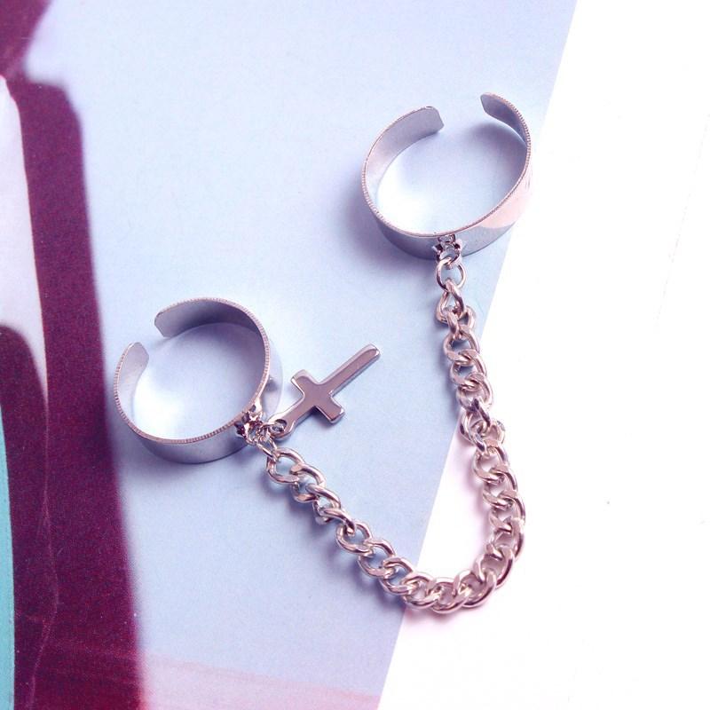 Кольцо-крест в стиле ретро панк хип-хоп с серебряным покрытием, регулируемые кольца на палец, ювелирное изделие, подарок для мужчин и женщин, кольцо унисекс ADM