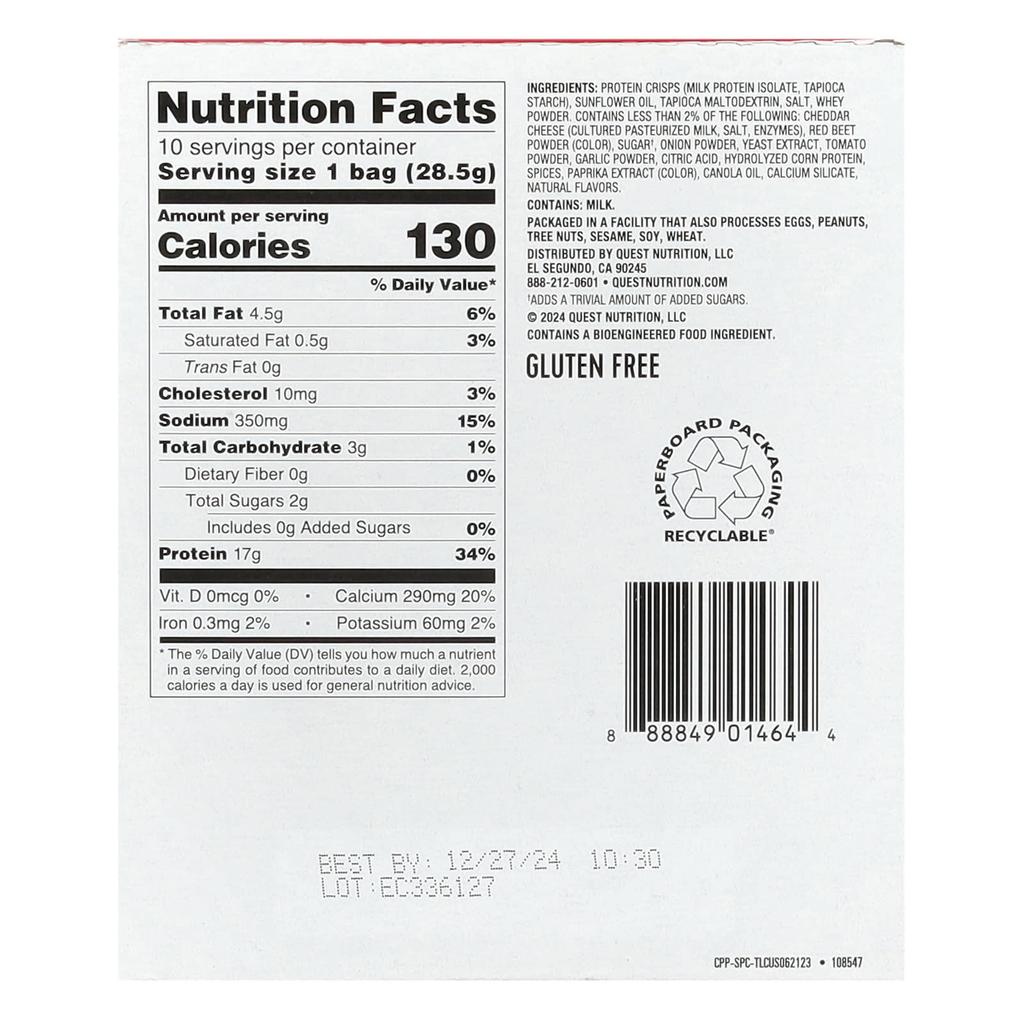 Quest Nutrition, Хрустящие протеиновые шарики, Острые, 10 упаковок, 28,5 г (1 унция) каждый