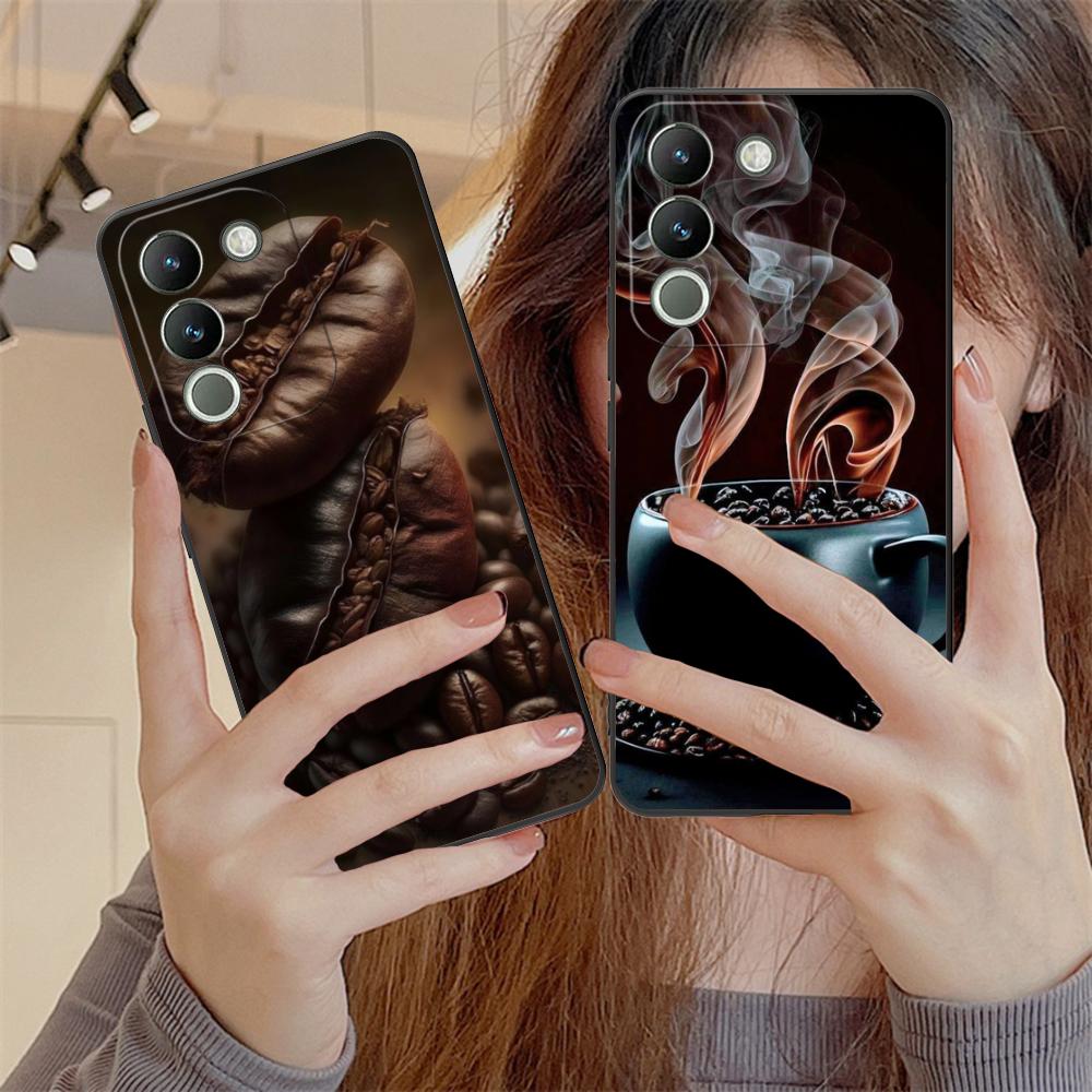 Матовый TPU чехол для мобильного телефона с рисунком кофейных зерен для VIVO V60 V50 V40 V30 V29 V27 V25 V23 Pro Lite 5G, цветная печать