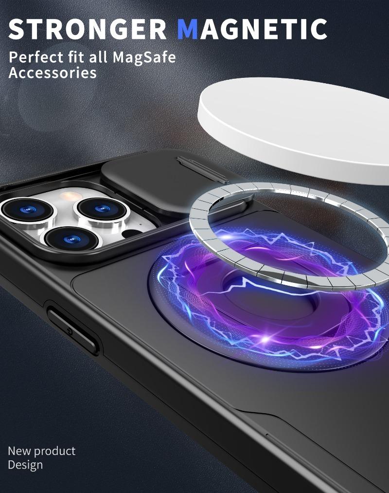 New Ring Magnetic Shell Phone Case for iPhone 15 14 13 12 11 Pro Max X XS XR 7 8 Plus Lens Push Window Protection Bracket Cover