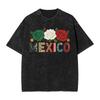 Mexico National Pride Flag Mexican Soccer Fan T Shirts Hip Hop Washed High Street TShirts for Men Women Tops Streetwear Summer
