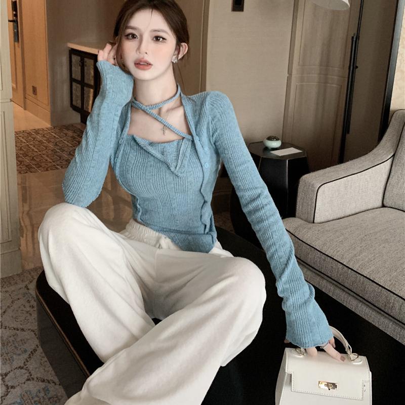 Сексуальный свитер на шнуровке с квадратным воротником, женский тонкий пуловер с длинными рукавами нестандартной формы Y2k, эстетический топ, осенние однотонные джемперы