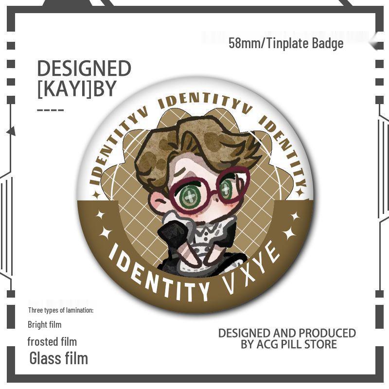 Identity V Q Version Fanmade Badges: Antique Dealer, Fisherman, Emblems, Embalmer, Prisoner, Perfumer, Laser Grains.